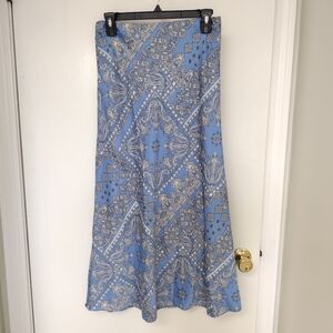 Loft Paisley Satin Midi Skirt